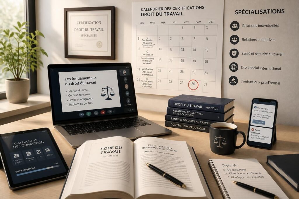 découvrez notre formation en droit du travail avec des options à distance, des certifications reconnues et des spécialisations adaptées pour booster votre carrière juridique.